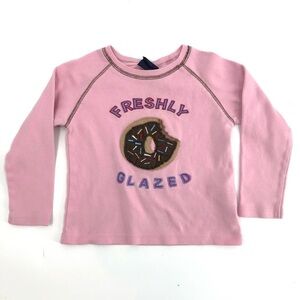 Mini Boden Freshly Glazed Sprinkle Donut Long Sleeve Shirt Top Pink Sz 3-4 Years